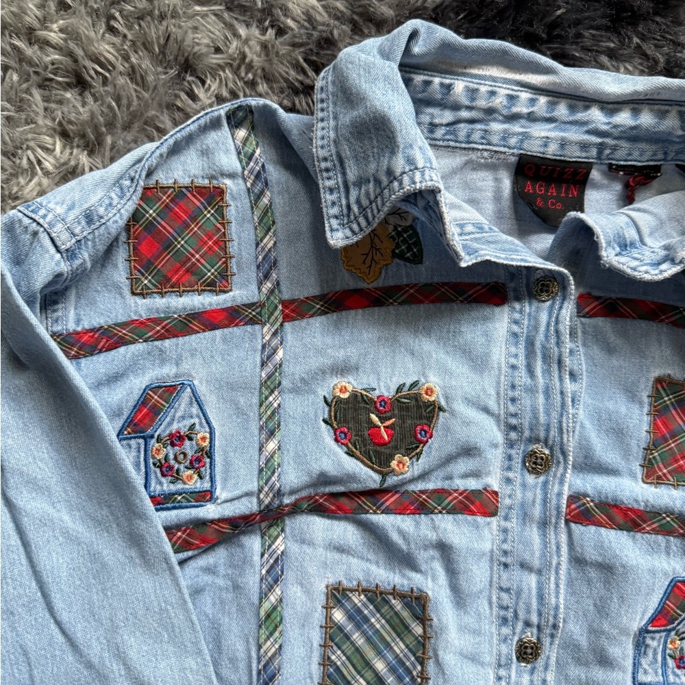 Vintage Denim Patchwork Shirt - image 1